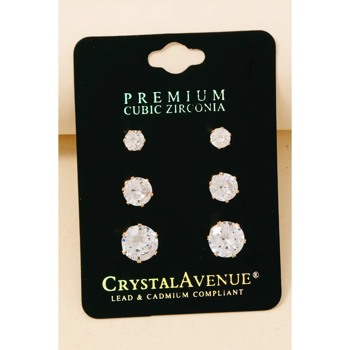 Gold Zirconia Stud Earrings Set