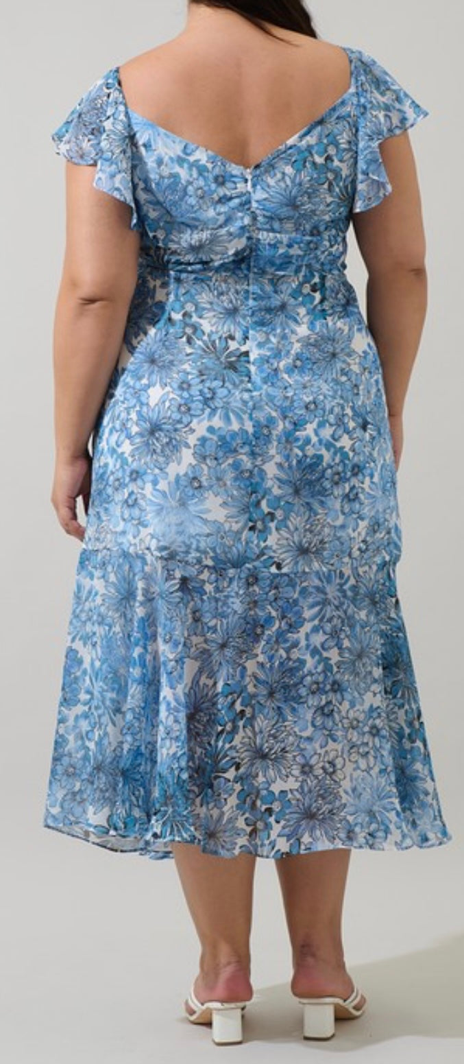 Curvy Tori Ruched Midi Dress