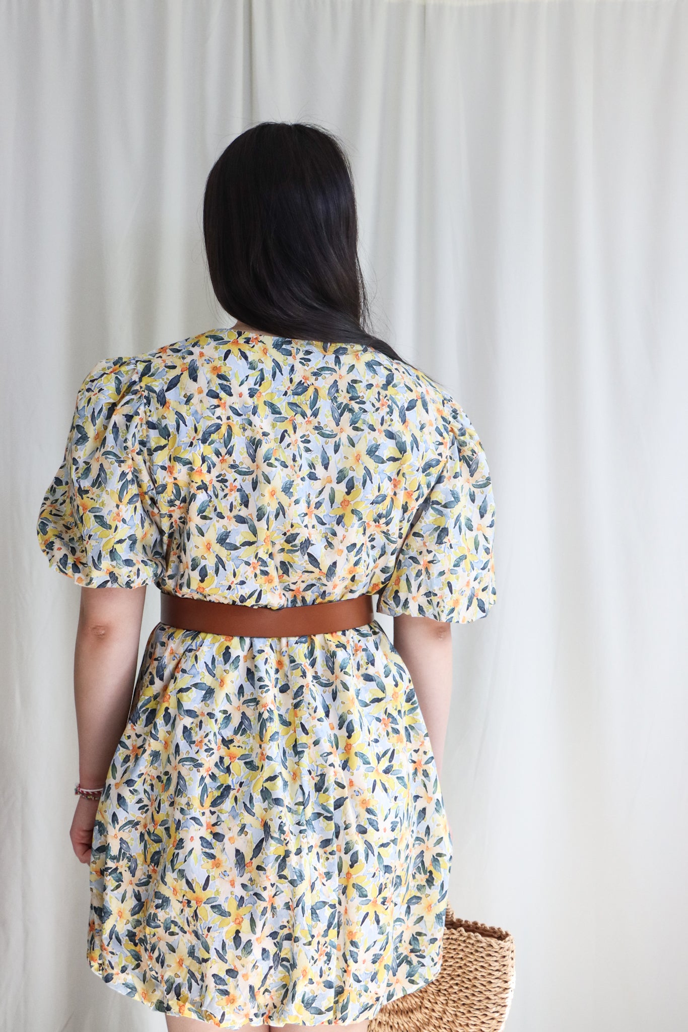 Daisy Floral Lantern Mini Dress