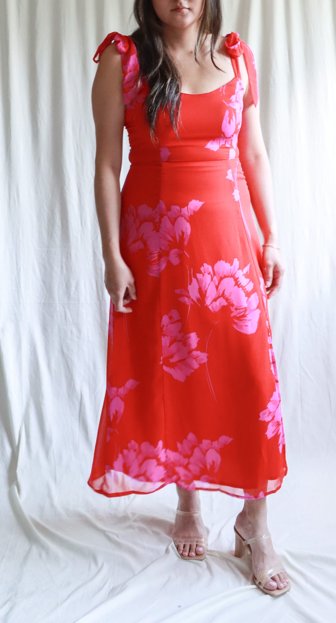 Nicki Shoulder Tie Strap Midi Dress