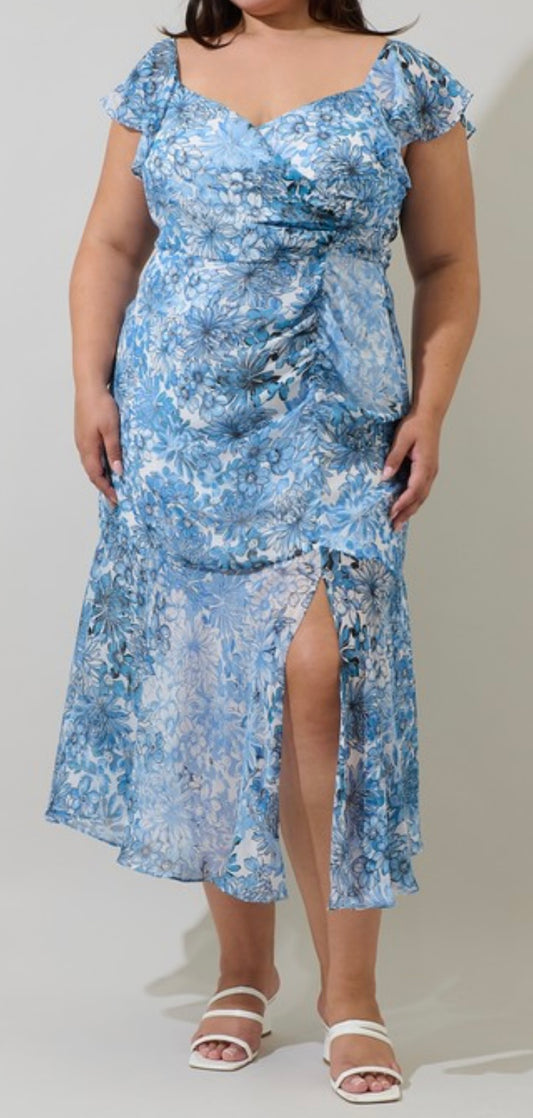 Curvy Tori Ruched Midi Dress