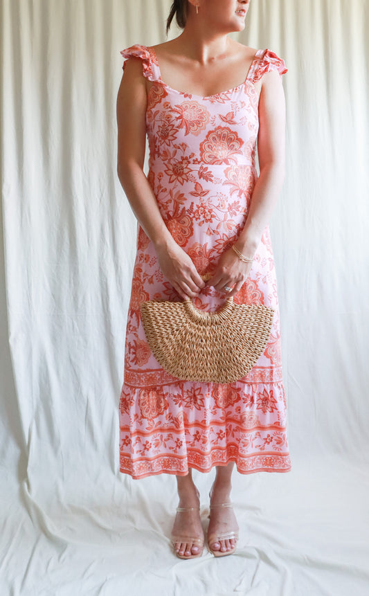 Paige Ruffle Smocked Midi Dress